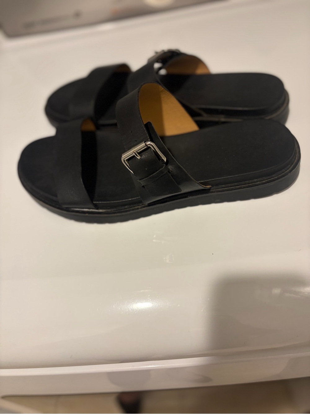 Madewell Black Double Strap Buckle Sandals